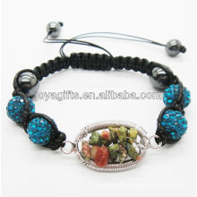 New design 10MM Blue Crystal balls woven bracelet